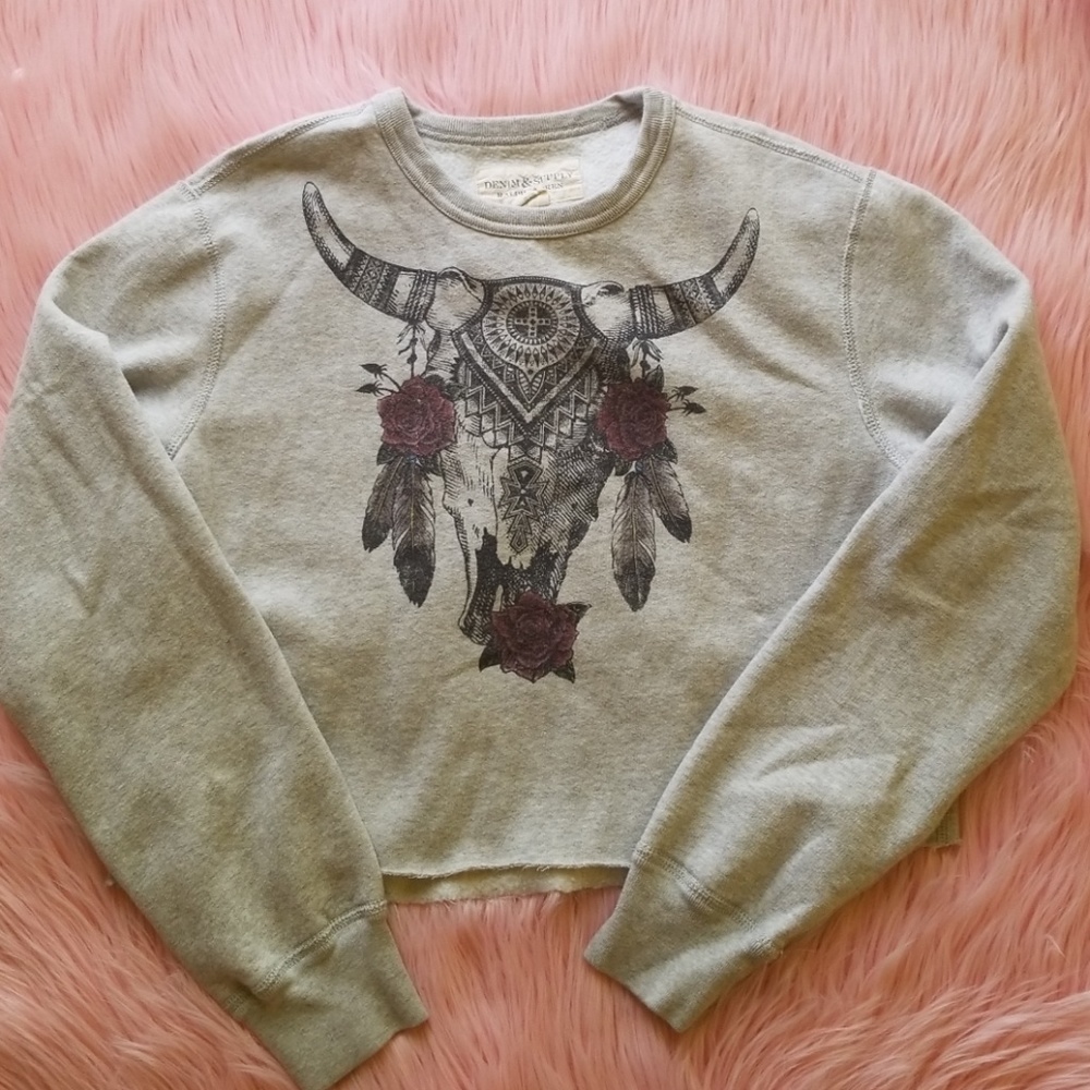 🌹Ralph Lauren Skull & Rose cropped Sweater